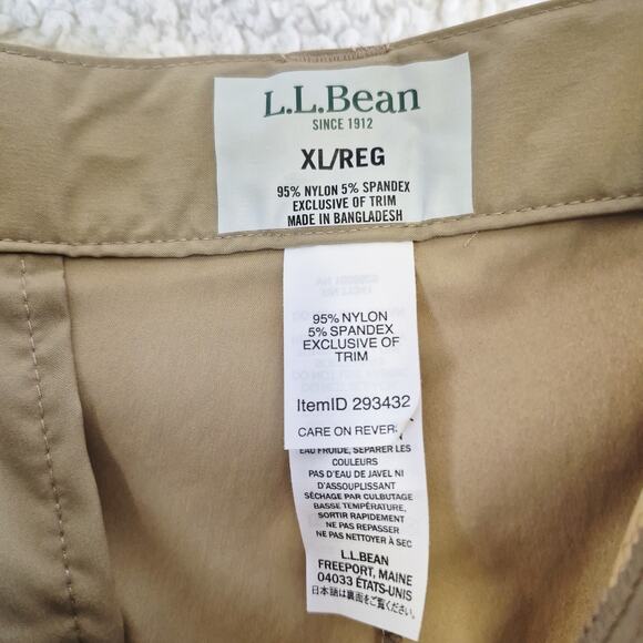 LL Bean Pants Mens Medium Khaki SunSmart UPF 50+ Outdoor Hiking Nylon Belted - Picture 4 of 16